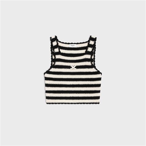 TRIOMPHE STRIPED CROP TOP IN CROCHETED COTTON